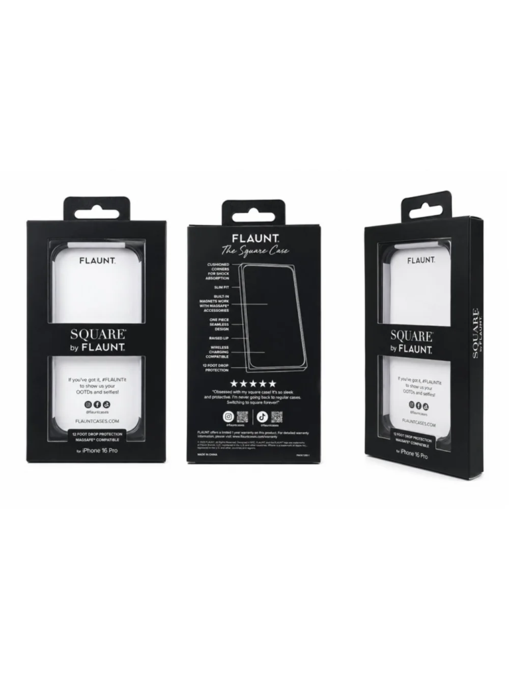 Flaunt Square Case for iPhone 16 Pro - Black - One Size